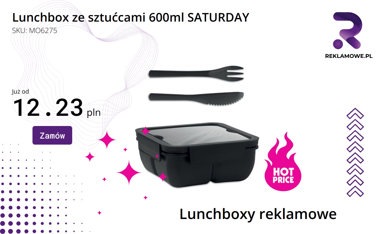 Lunchbox ze sztućcami 600ml SATURDAY