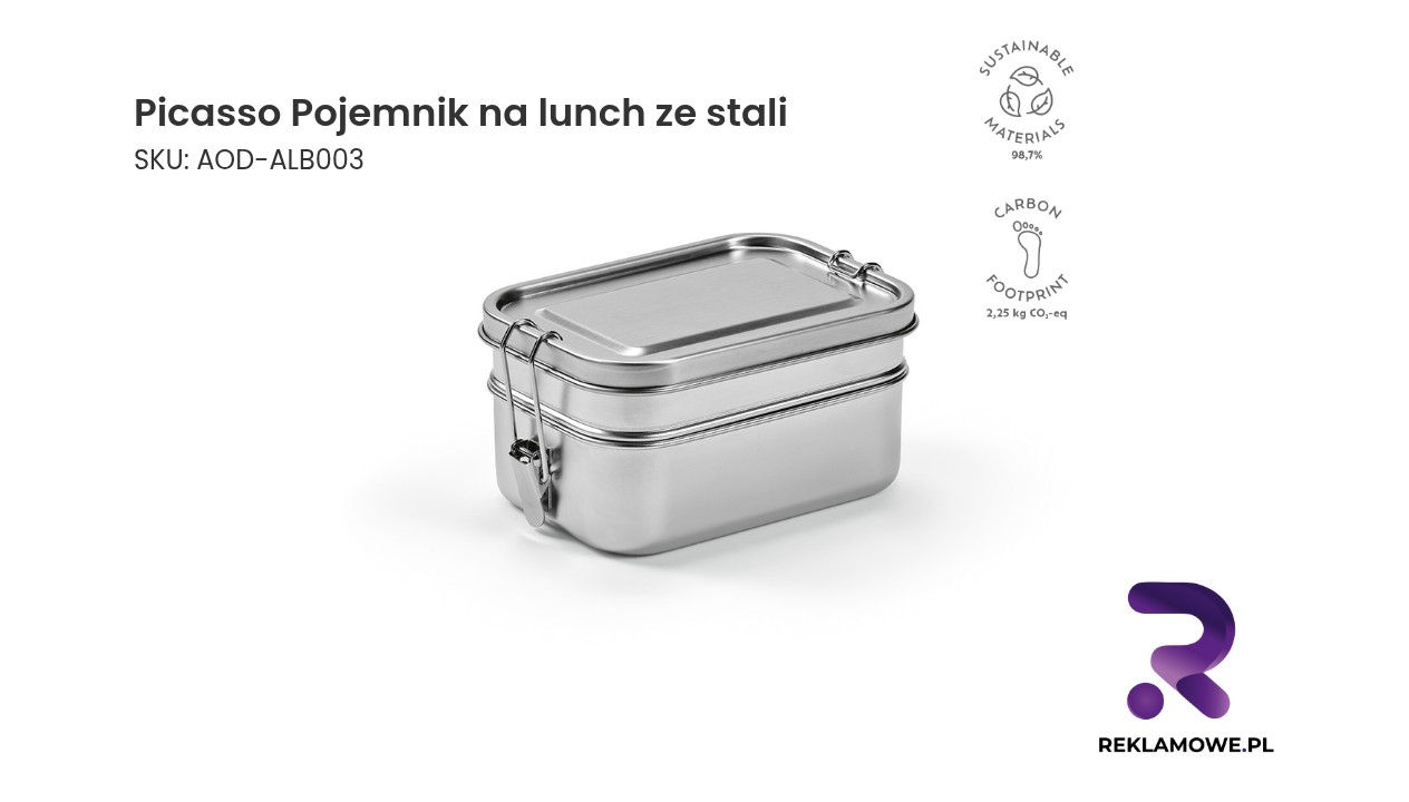 Picasso Pojemnik na lunch ze stali nierdzewnej z recyklingu 1240 ml Pojemnik na lunch marki Picasso wykonany ze stali