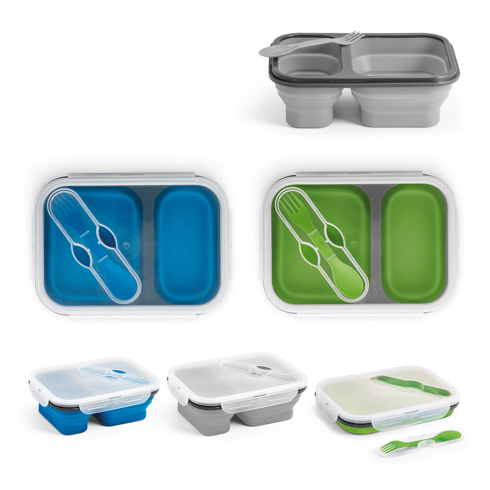 DILL. Lunch Box. Wysuwane hermetyczne pudełko wykonane z silikonu i PP (480 i 760 mL) 93848_set