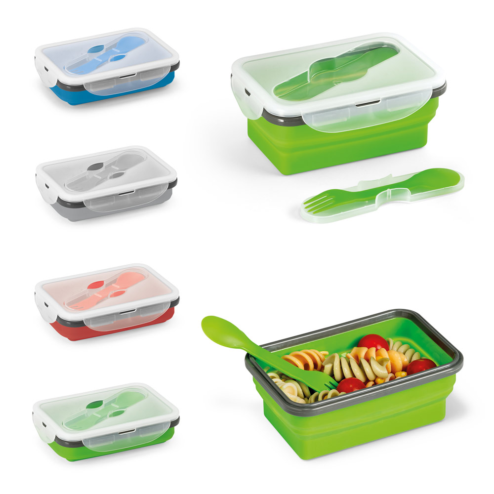 SAFFRON. Lunch Box. Wysuwane hermetyczne pudełko wykonane z silikonu i PP 640 mL 93847_set