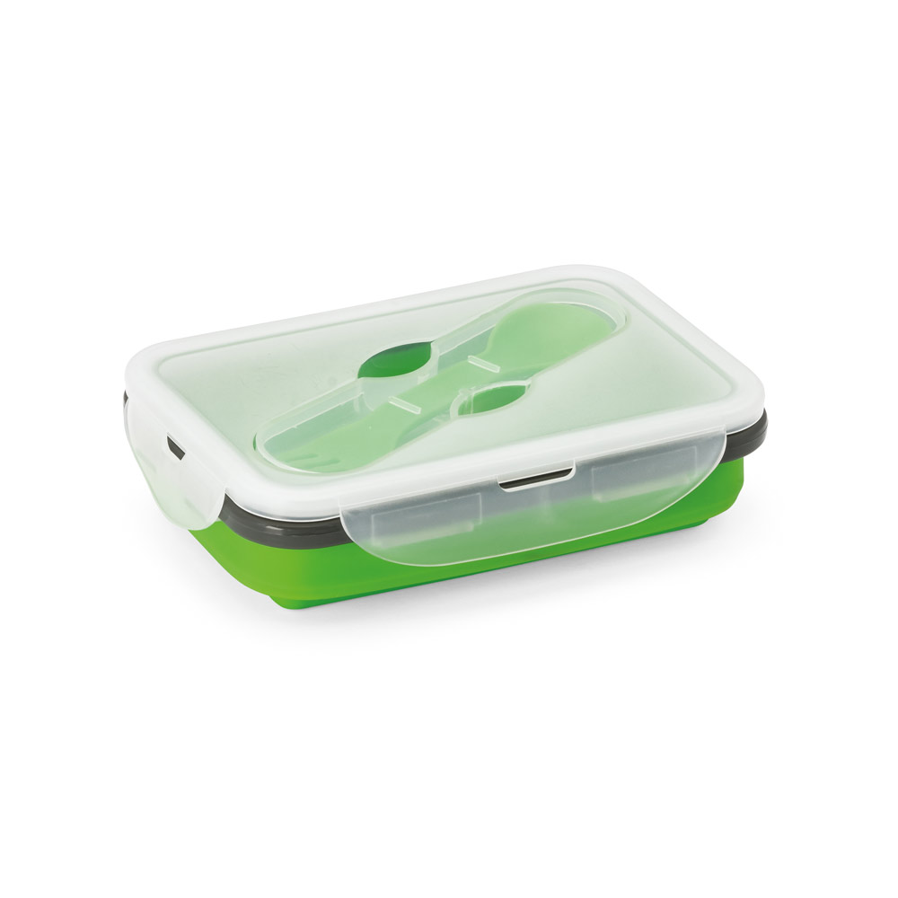SAFFRON. Lunch Box. Wysuwane hermetyczne pudełko wykonane z silikonu i PP 640 mL 93847_set