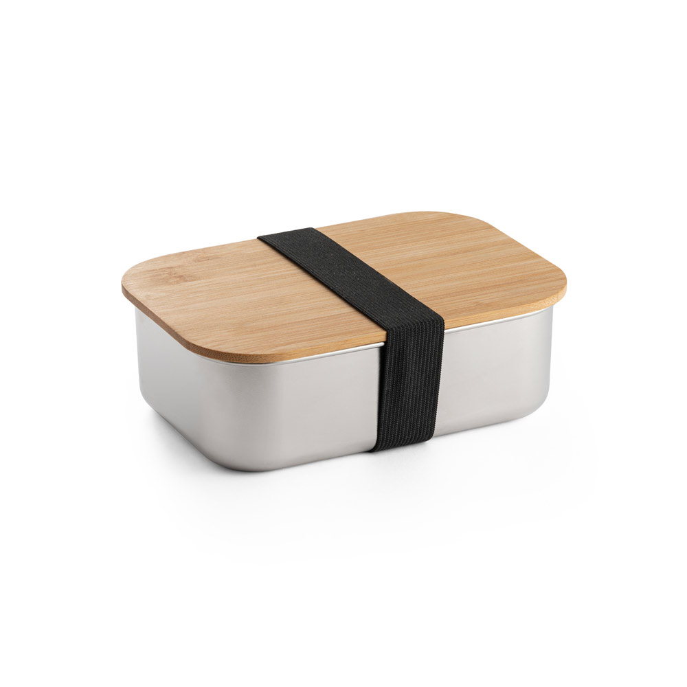 SHINO. Lunch Box. Pudełko na lunch ze stali nierdzewnej z bambusową pokrywką 800 ml 94025_set